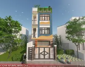 Xây nhà trọn gói tại Bà Điểm, Hóc Môn — Nhà phố 1 trệt 2 lầu của Bà Nguyễn Thị Vân do Xây Dựng Kim Anh thi công