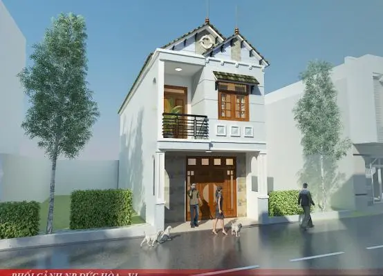 Dự án xây nhà trọn gói Đức Hòa Long An – Nhà 1 trệt 1 lầu mái ngói anh Khánh