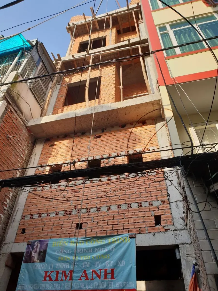 Mặt tiền nh&agrave; phố Nguyễn Đ&igrave;nh Chiểu Quận 3 giai đoạn phần th&ocirc; x&acirc;y gạch &ndash; X&acirc;y Dựng Kim Anh