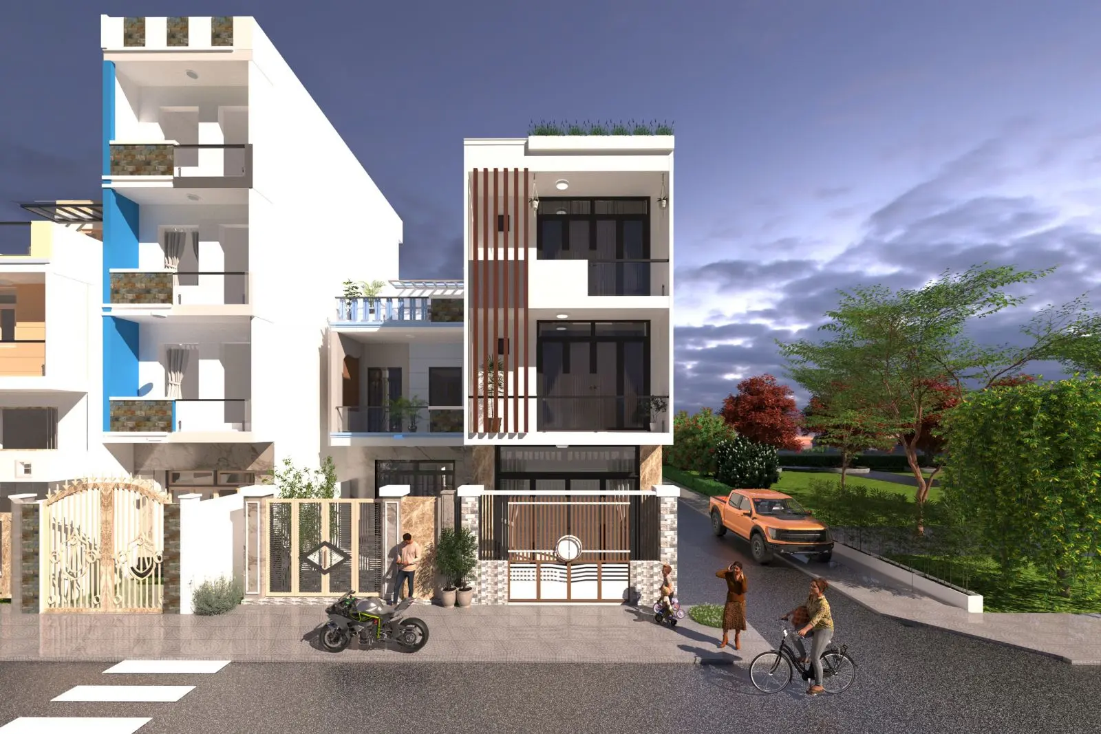 Dự &aacute;n x&acirc;y nh&agrave; phố tại Phường Long Trường, Thủ Đức - Thiết kế 3D