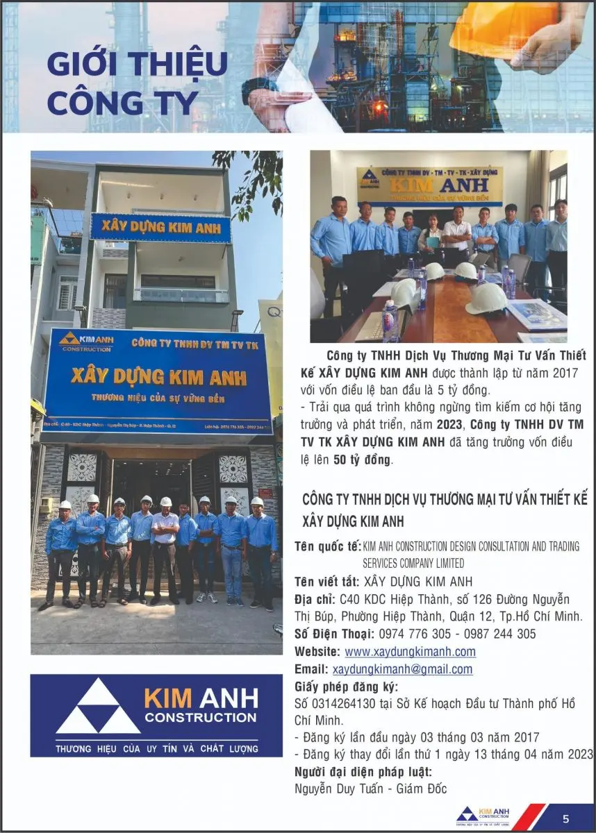 Hồ sơ năng lực X&acirc;y Dựng Kim Anh