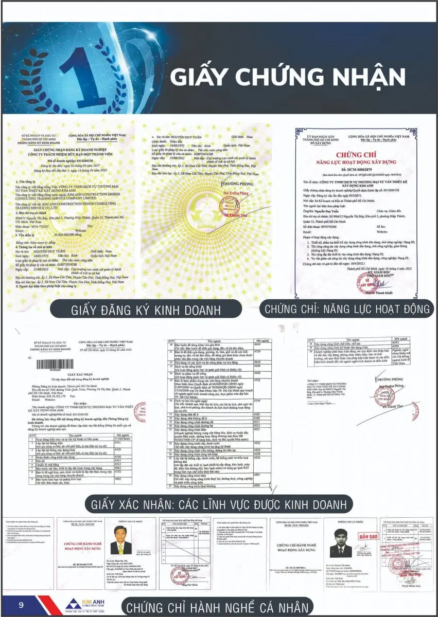 Hồ sơ năng lực X&acirc;y Dựng Kim Anh