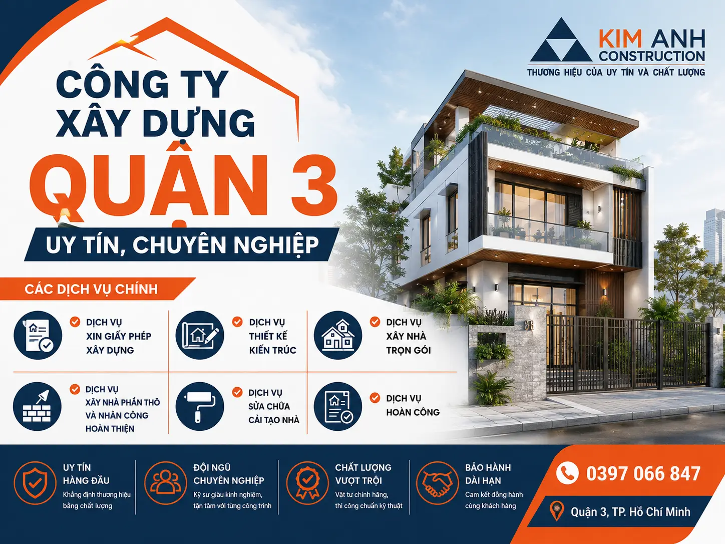 C&aacute;c dịch vụ ch&iacute;nh của c&ocirc;ng ty x&acirc;y dựng Quận 3 - X&acirc;y Dựng Kim Anh
