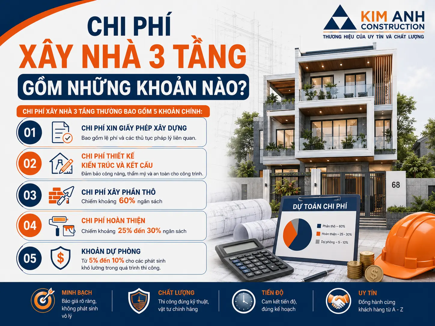 Chi ph&iacute; x&acirc;y nh&agrave; 3 tầng gồm những khoản n&agrave;o?