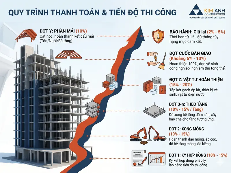 Infographic minh họa d&ograve;ng chảy t&agrave;i ch&iacute;nh tỷ lệ thuận với tiến độ x&acirc;y dựng vươn cao của t&ograve;a nh&agrave;