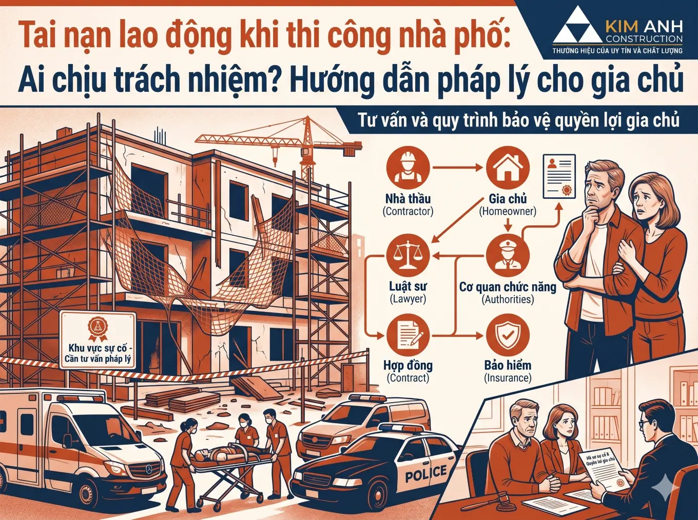 Tai nạn lao động khi thi c&ocirc;ng nh&agrave; phố