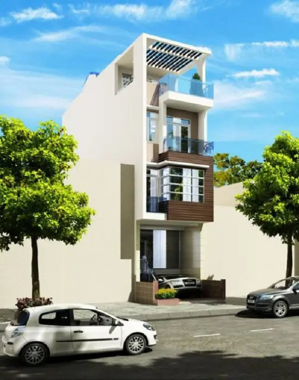 Mẫu nh&agrave; phố 3 tầng 1 tum mang phong c&aacute;ch tối giản