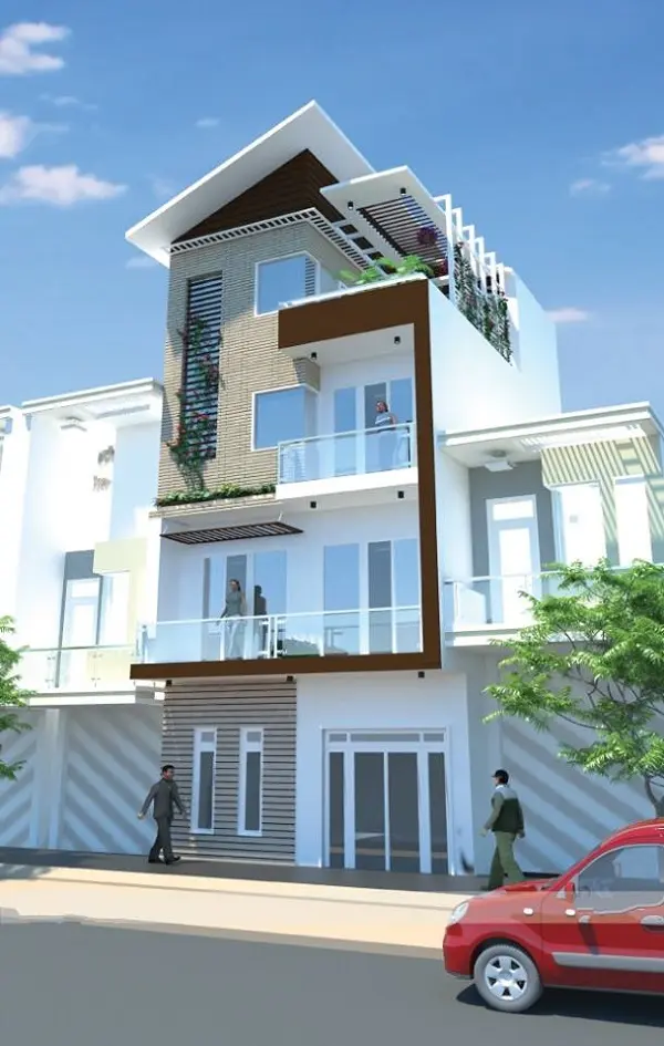 mẫu nh&agrave; phố 3 tầng 1 tum mang phong c&aacute;ch sang trọng