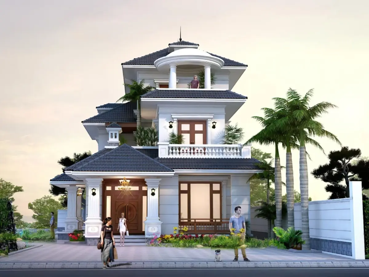 Mẫu nh&agrave; 3 tầng m&aacute;i Nhật với thiết kế kh&ocirc;ng gian mở