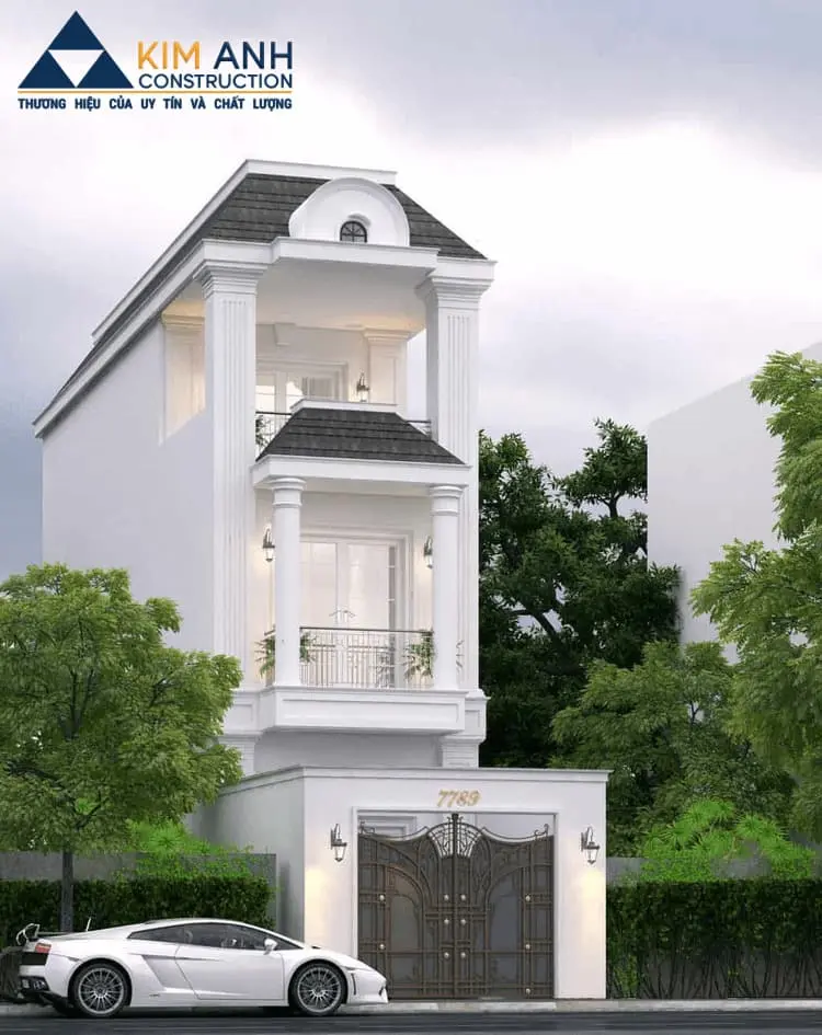Mặt bằng nh&agrave; ống 3 tầng 5&times;15m: tầng trệt kết hợp garage, lầu 1 v&agrave; lầu 2 mỗi tầng 2 ph&ograve;ng ngủ