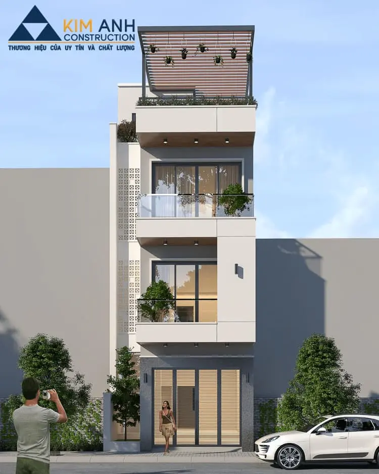 Mẫu nh&agrave; ống 3 tầng c&oacute; tum