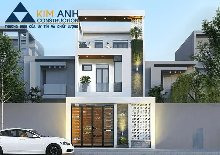 Mặt bằng nh&agrave; ống 3 tầng 4&times;15m: ph&ograve;ng kh&aacute;ch mở với bếp tầng trệt, 3 ph&ograve;ng ngủ ph&acirc;n bố lầu 1 v&agrave; lầu 2