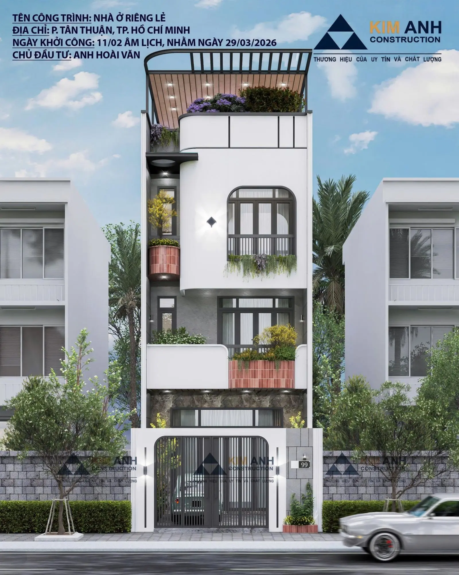 Mẫu nhà phố mặt tiền 5m phong cách kiến trúc nhiệt đới (Tropical)