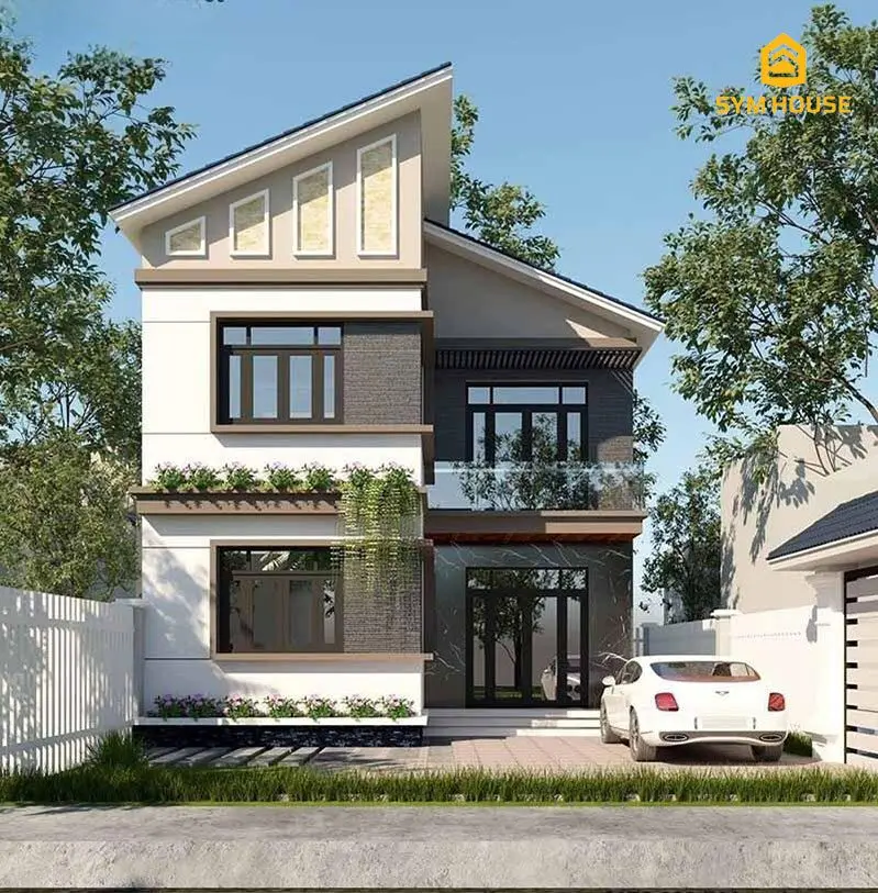 Mẫu nhà phố mặt tiền 5m mái lệch