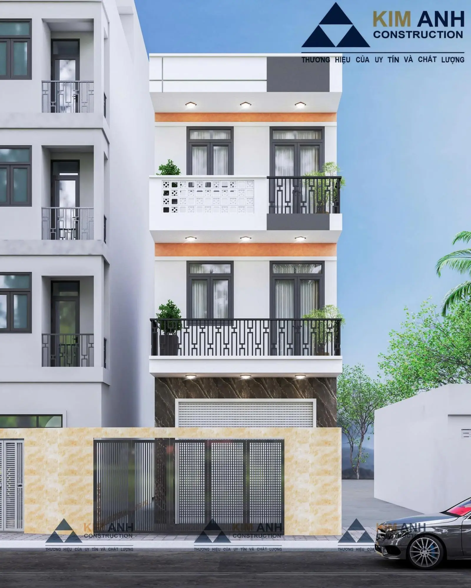 Mẫu nhà phố 5m phong cách Tối giản (Minimalism) với các mảng khối vuông vức