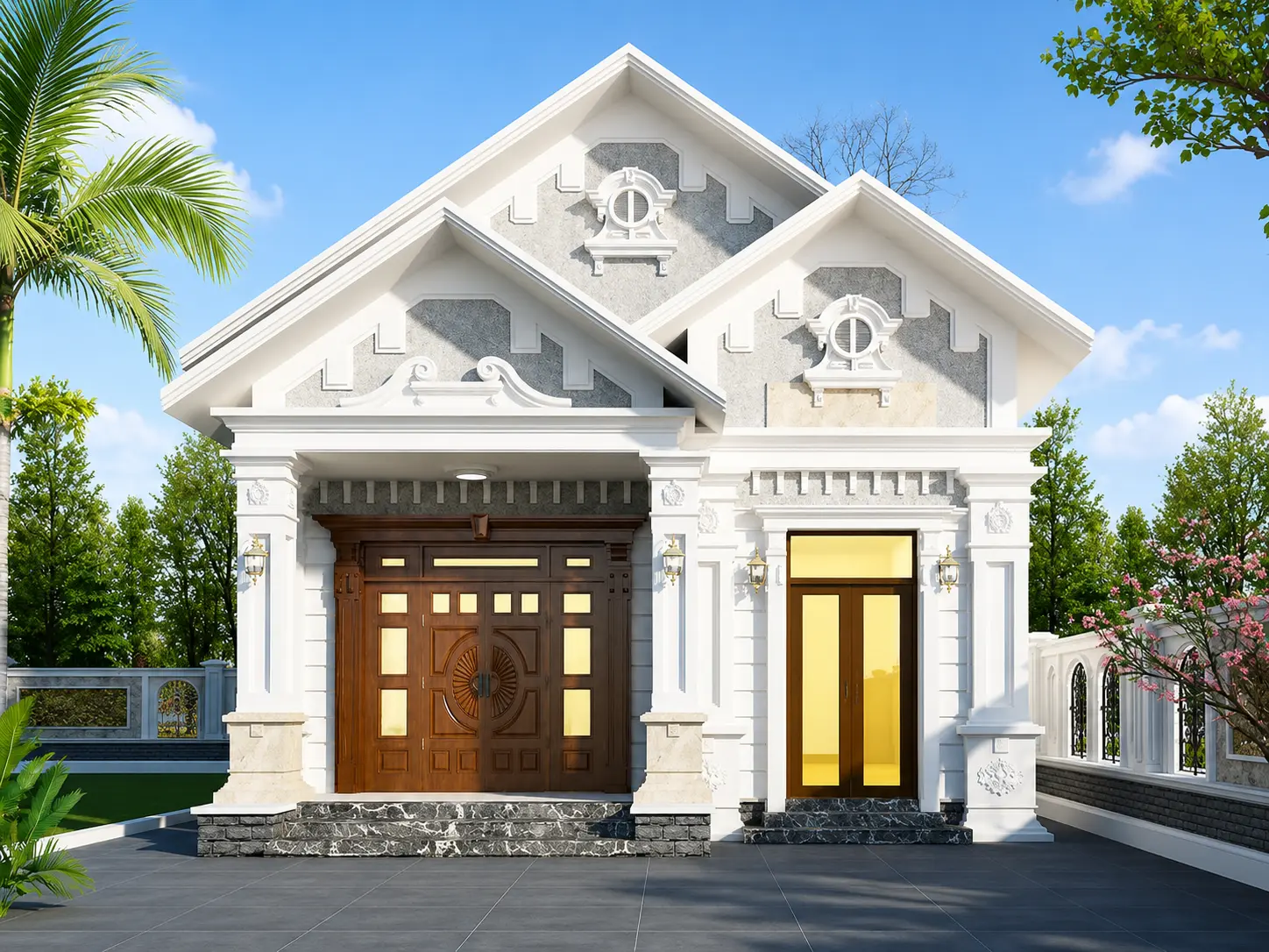 Mẫu nh&agrave; vườn đẹp g&aacute;c lửng tối ưu diện t&iacute;ch