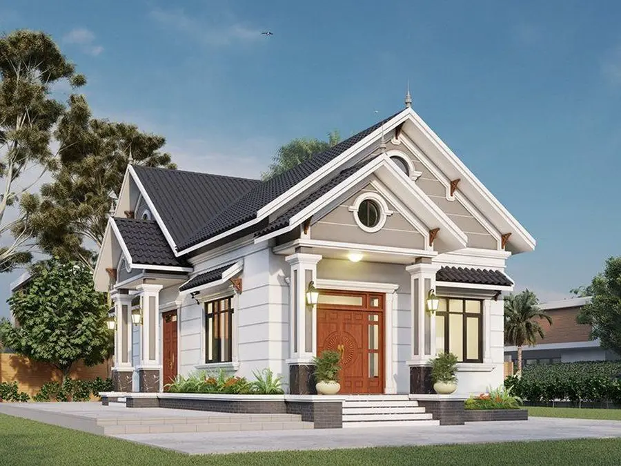 Mẫu nh&agrave; vườn m&aacute;i Th&aacute;i 1 tầng đẹp l&agrave; lựa chọn l&yacute; tưởng cho những gia chủ sở hữu quỹ đất rộng, mong muốn một kh&ocirc;ng gian sống tập trung v&agrave; liền mạch