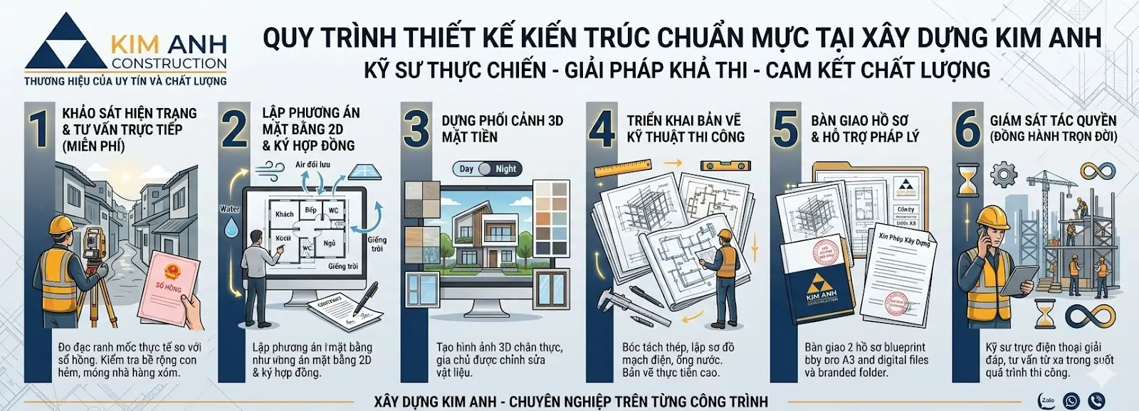 Quy trình thiết kế kiến trúc chuẩn mực tại Xây Dựng Kim Anh