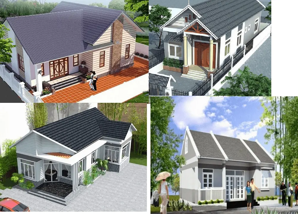 Hình ảnh tổng hợp 4 mẫu nhà cấp 4 mái Thái