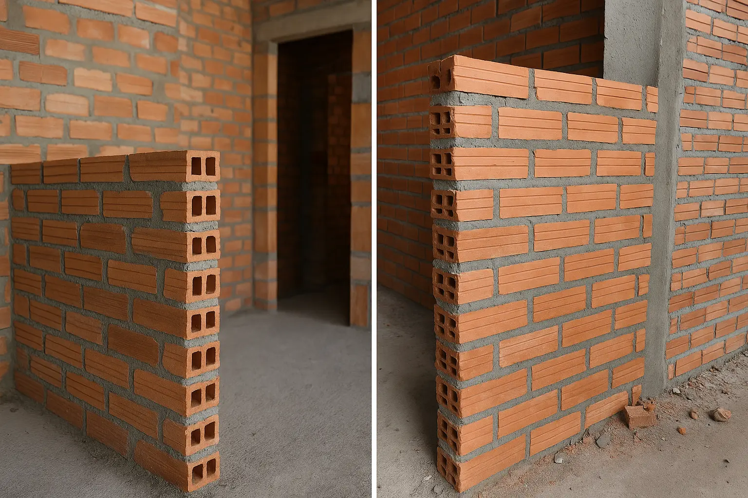 Bức tường 10 (tường đơn) được x&acirc;y ngăn giữa hai ph&ograve;ng ngủ để tối ưu h&oacute;a kh&ocirc;ng gian diện t&iacute;ch